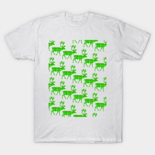 GREEN Plaid Reindeer Ugly Holiday Sweater. T-Shirt